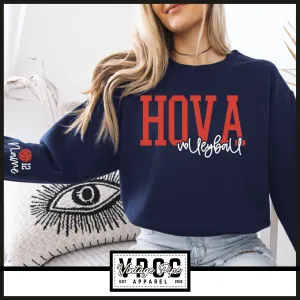 18000- HOVA Volleyball Layered Puff Crew Sweatshirt- Navy