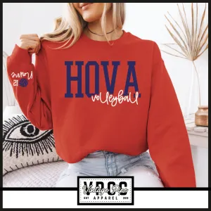 18000- HOVA Volleyball Layered Puff Crew Sweatshirt- Red