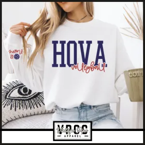 18000- HOVA Volleyball Layered Puff Crew Sweatshirt- White