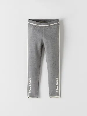 [3/4y] Zara Girls 'Stay Brave' Contrast Leggings