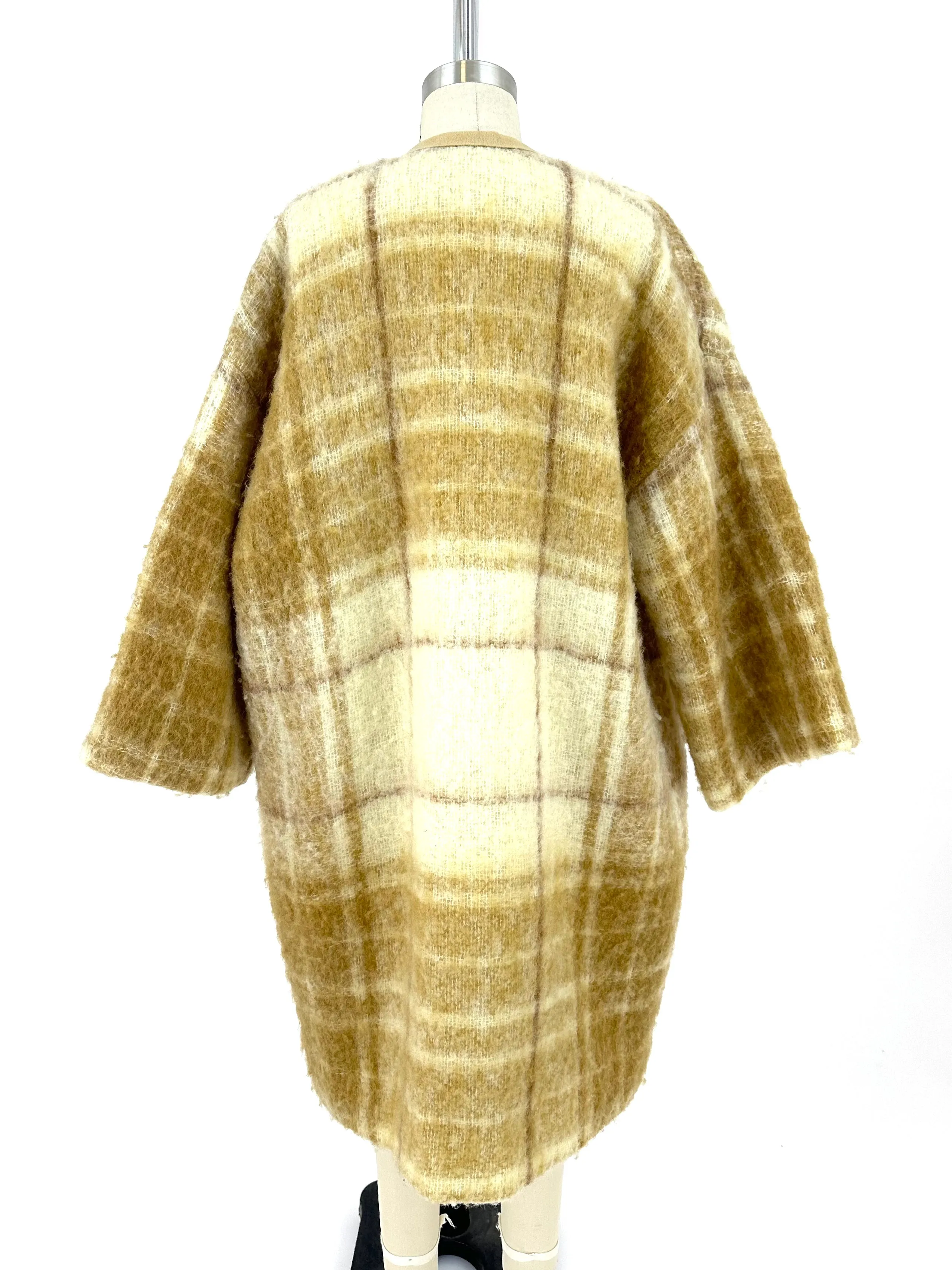 70s Fuzzy Woven Plaid Coat
