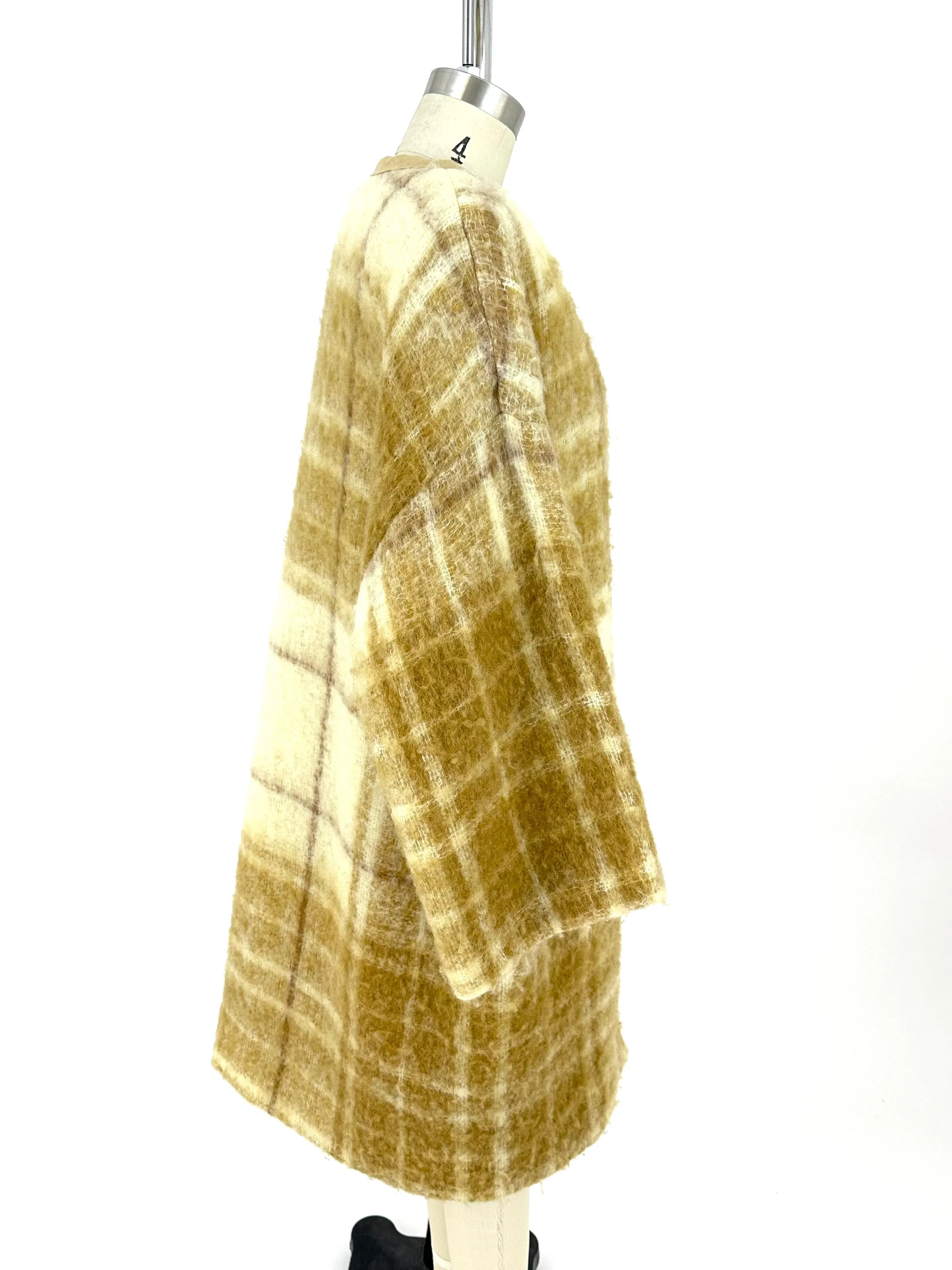 70s Fuzzy Woven Plaid Coat