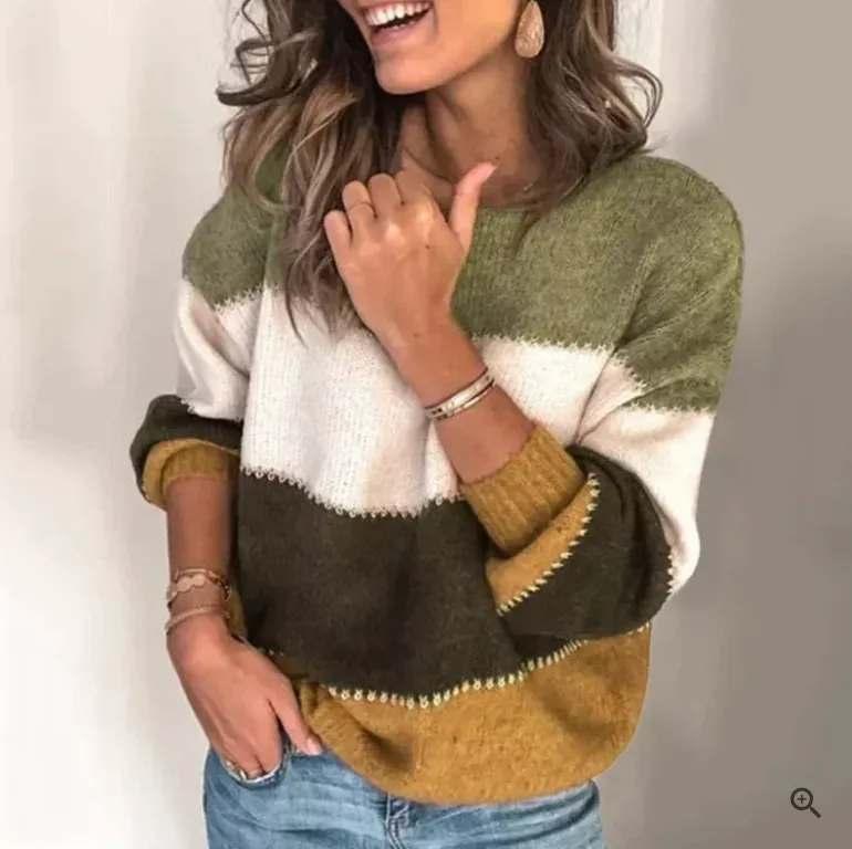 Agata - striped sweater with long sleeves for ladies