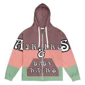 Airfros And Babyhairs Light Wood Mona Lisa Wide Striped Zip Up Hoodie