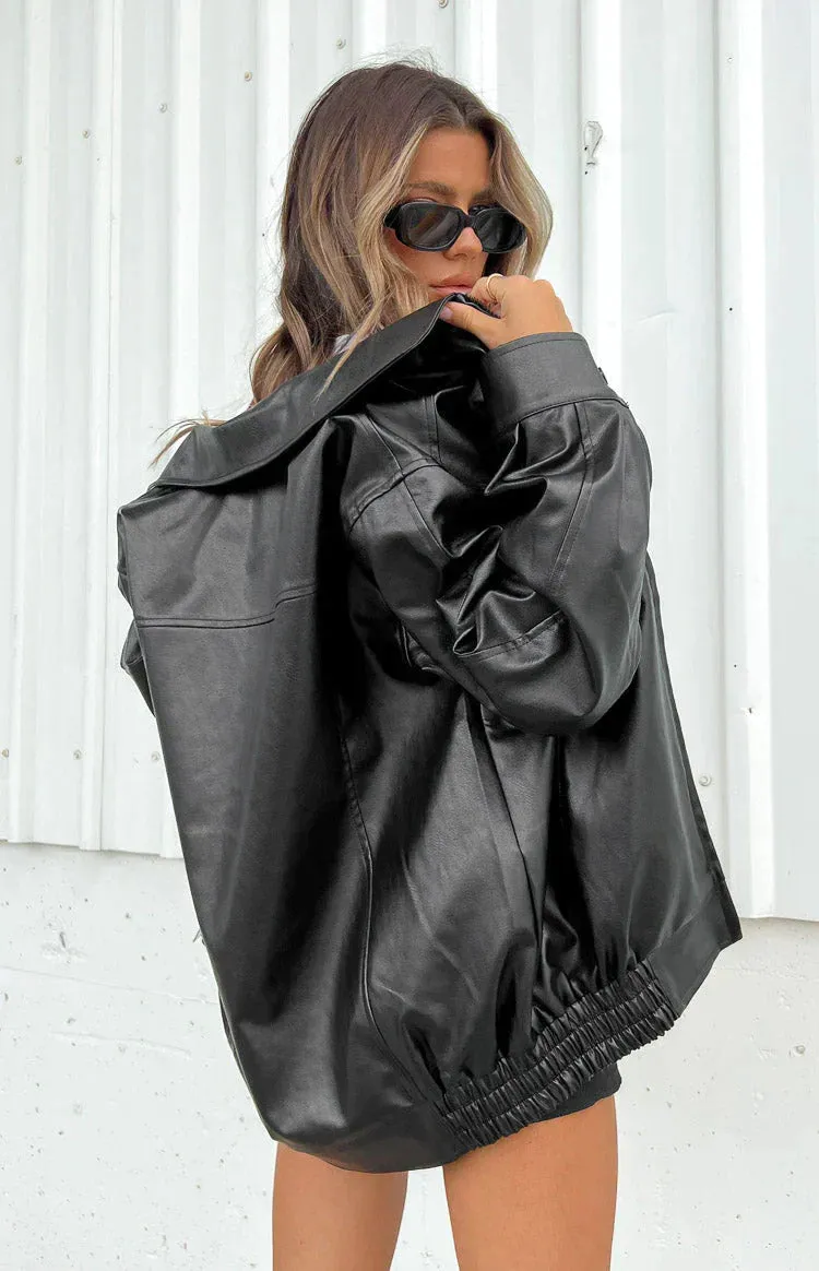 Alessia – Chic Neme Leather Bomber Jacket for Women
