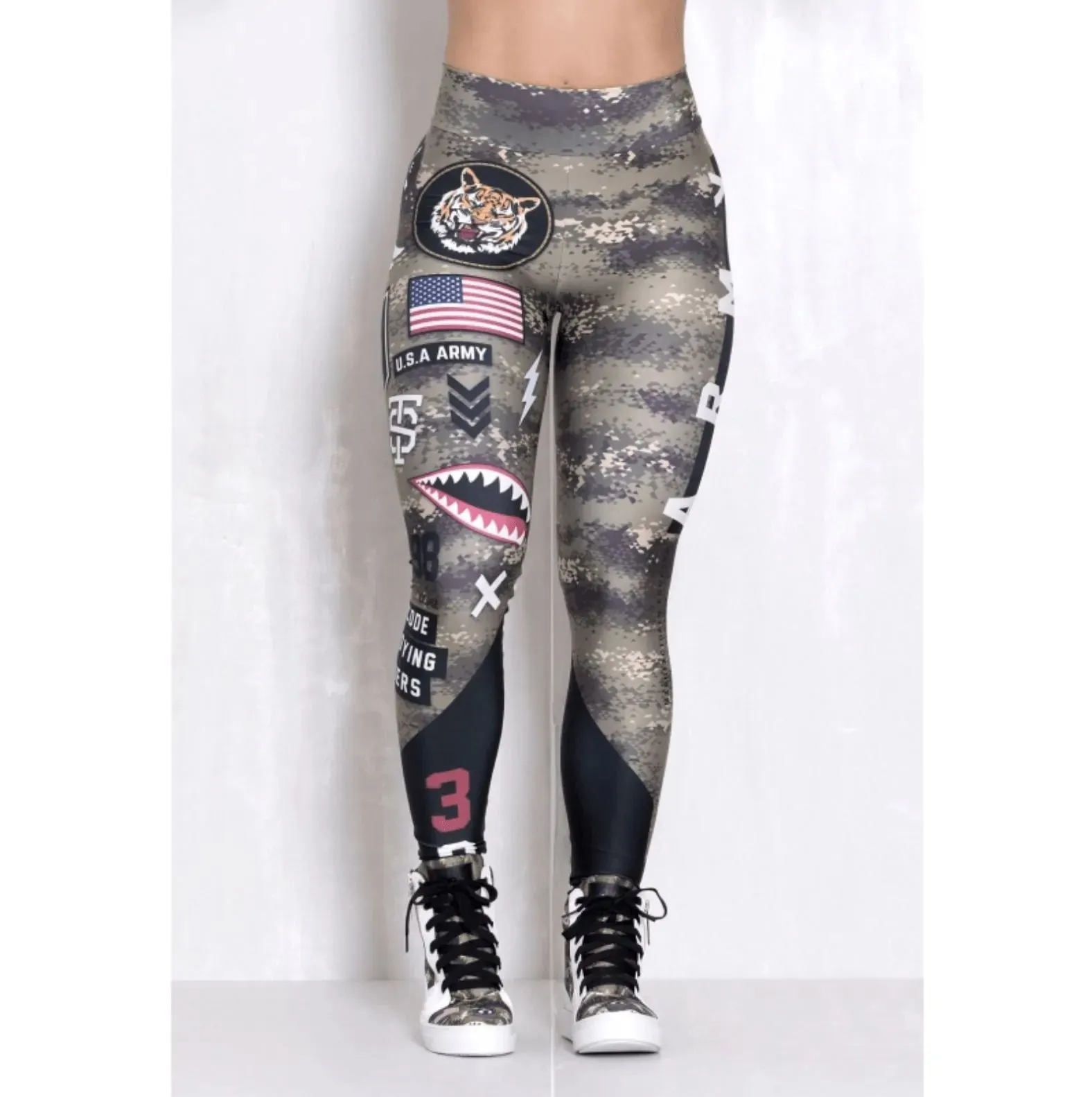 Armed Forces Tummy Control Push Up Print Leggings