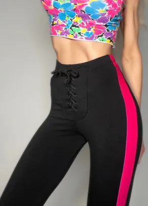 Athletic Lace-Up High-Waisted Capri Compression Legging | USA-Made Vintage