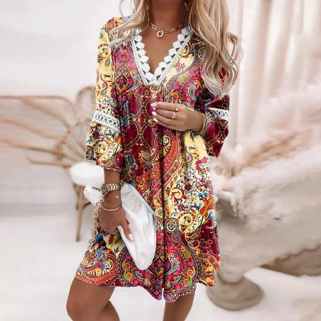 Avencea - Short Summer Dress with Short Sleeves for Women