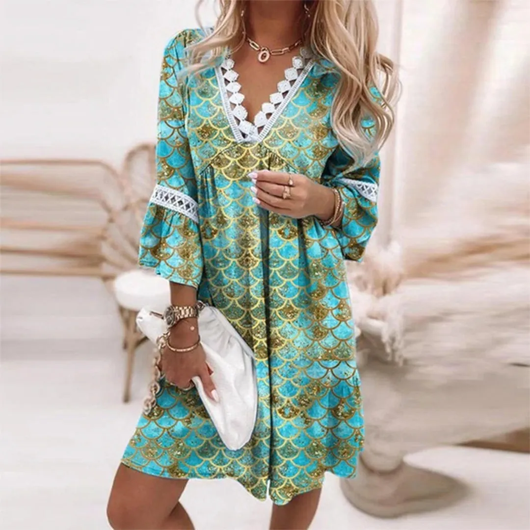 Avencea - Short Summer Dress with Short Sleeves for Women
