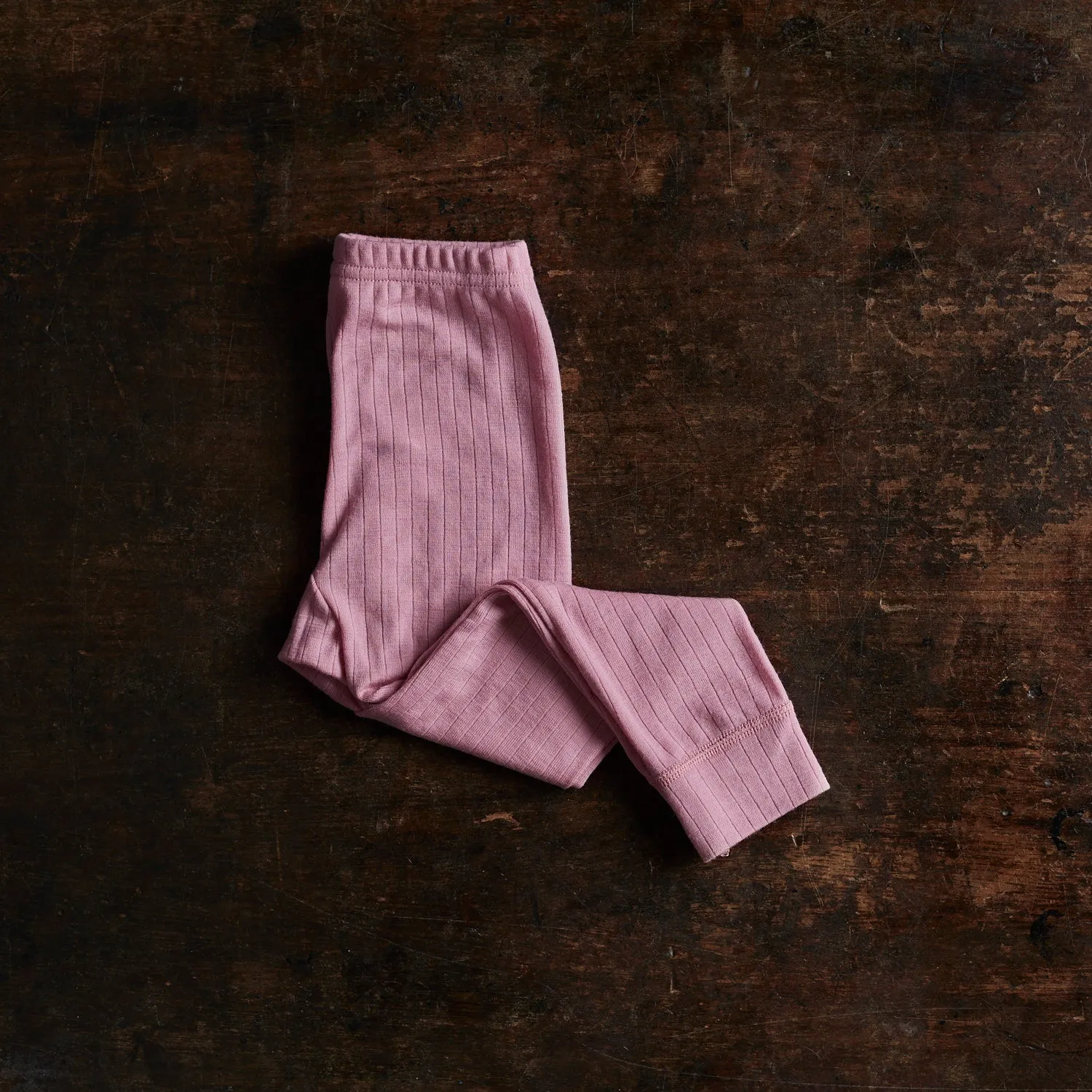 Baby & Kids Merino Wool Rib Leggings - Old Rose