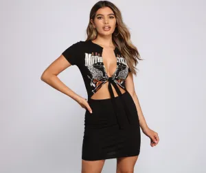 Baddie Chic Tie Charming Front Mini Dress
