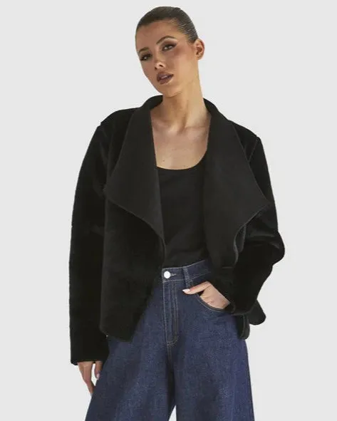 Behold Reversible Fur Jacket - Black