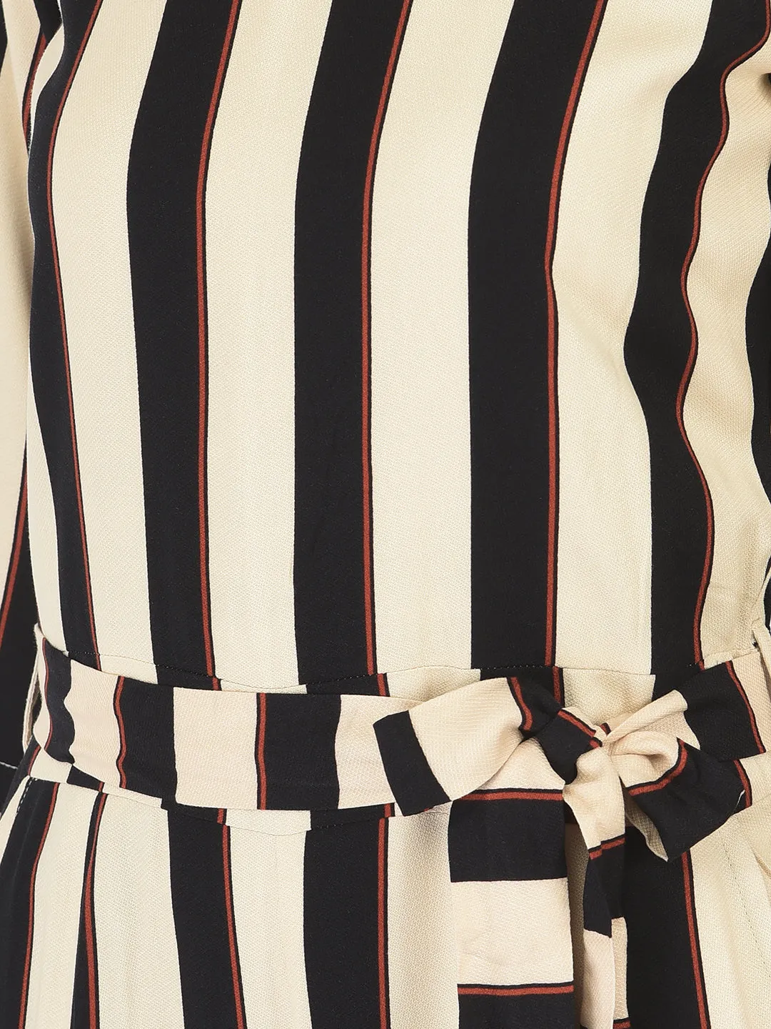 Beige Striped Jumpsuit
