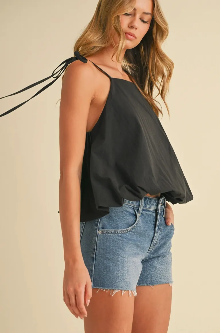 Black Bubble Hem Tank Top