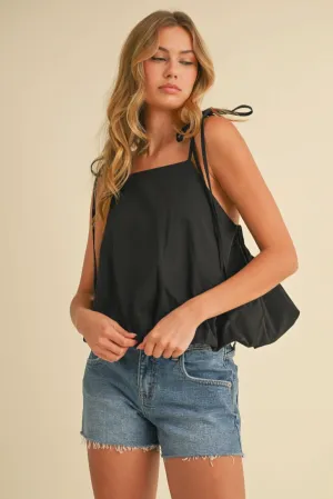 Black Bubble Hem Tank Top