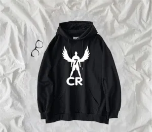 Black Cristiano Ronaldo Cr7 Fleece Full Seeves Hoodie For Men