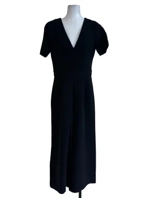 Black Plain Short Sleeves Jumpsuit