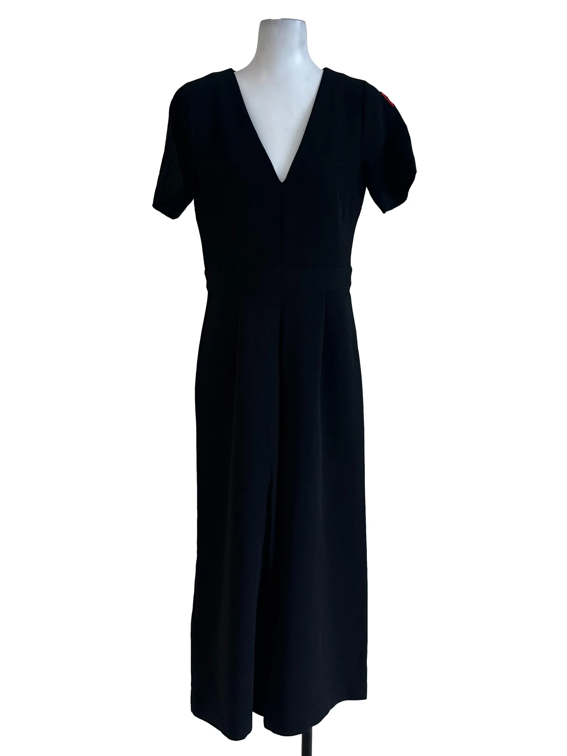 Black Plain Short Sleeves Jumpsuit