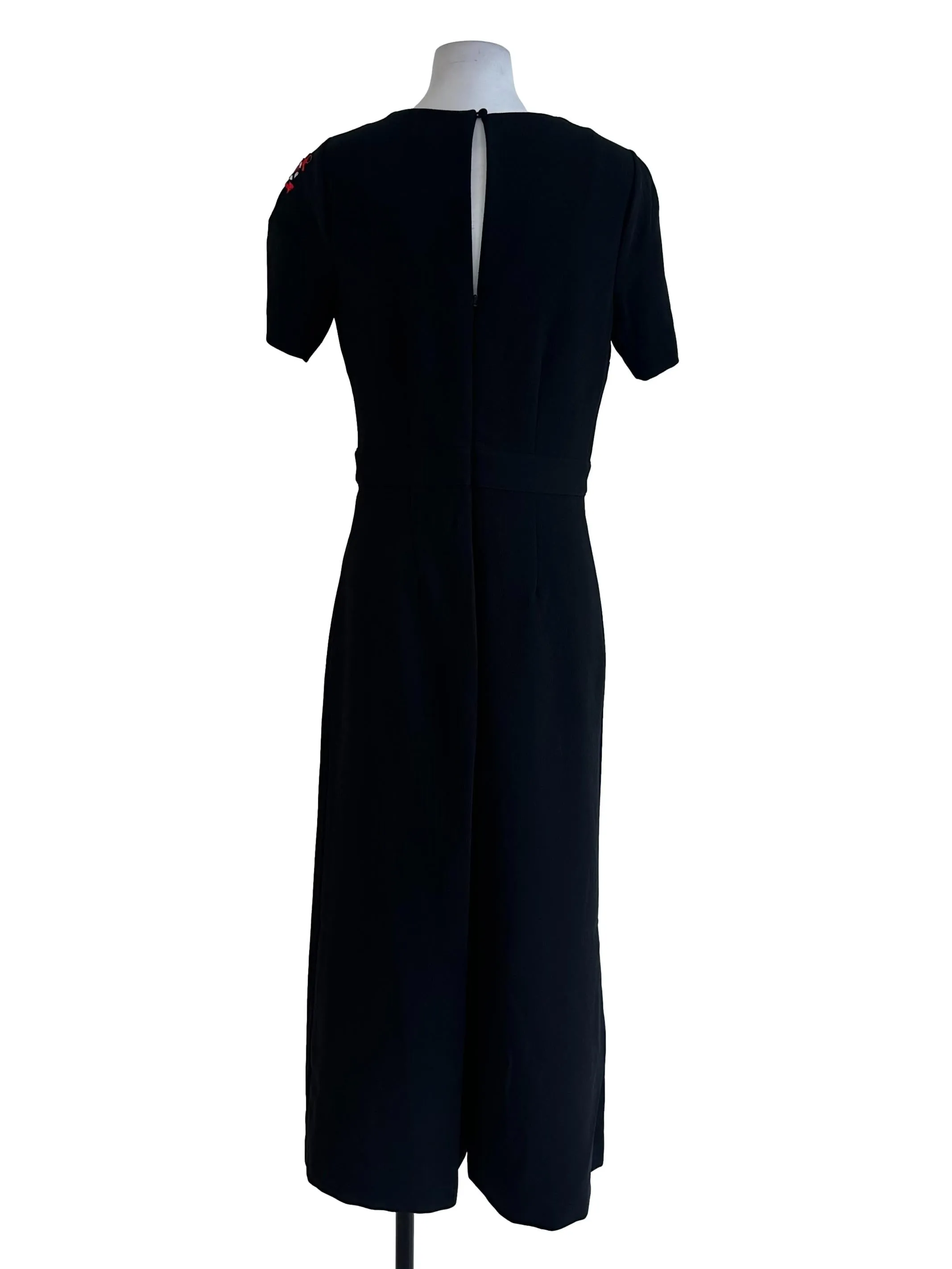 Black Plain Short Sleeves Jumpsuit