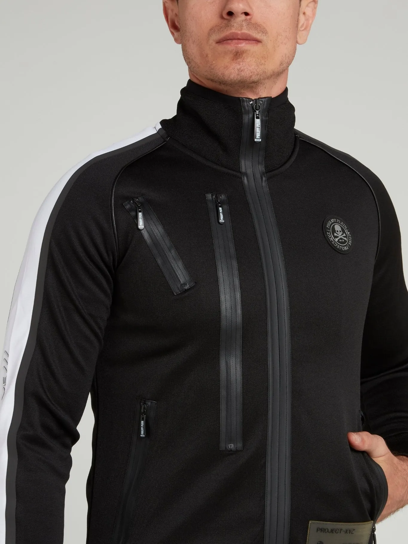 Black Scratch Print Jogging Jacket