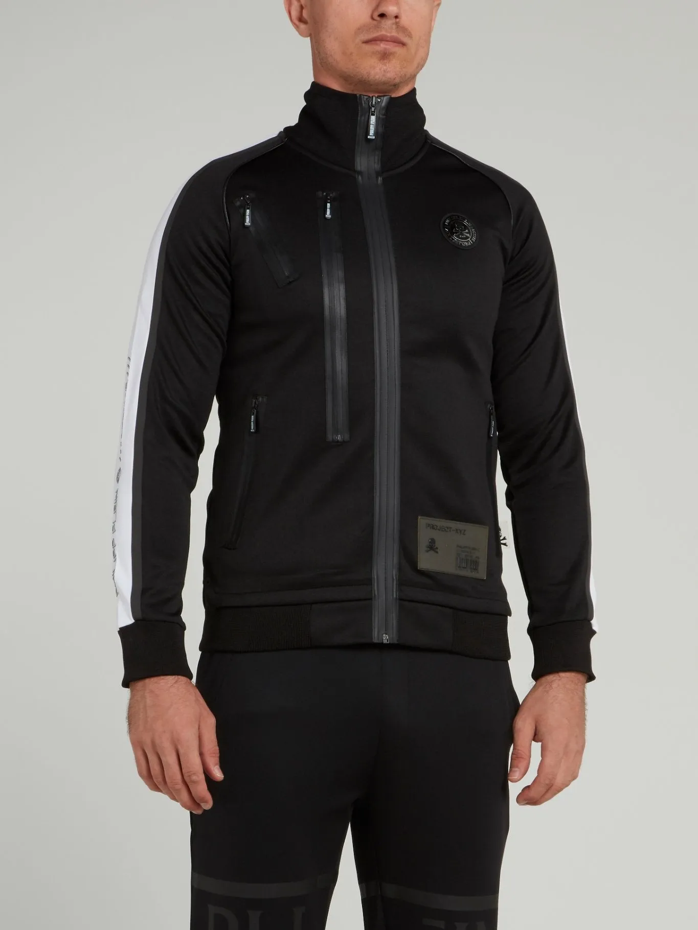Black Scratch Print Jogging Jacket