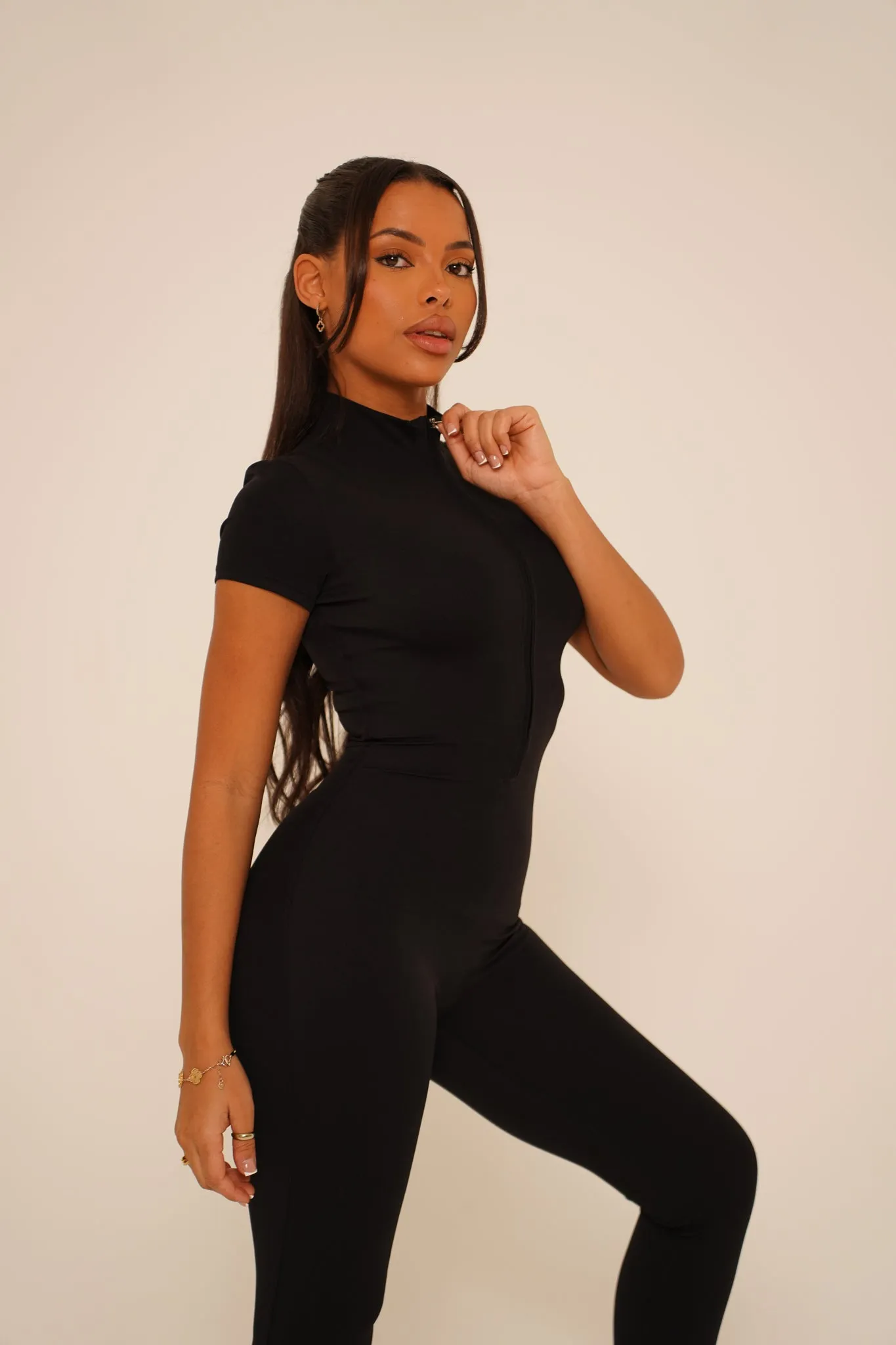 Black Short Sleeve Jumpsuit