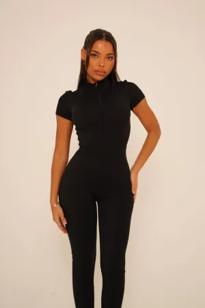 Black Short Sleeve Jumpsuit