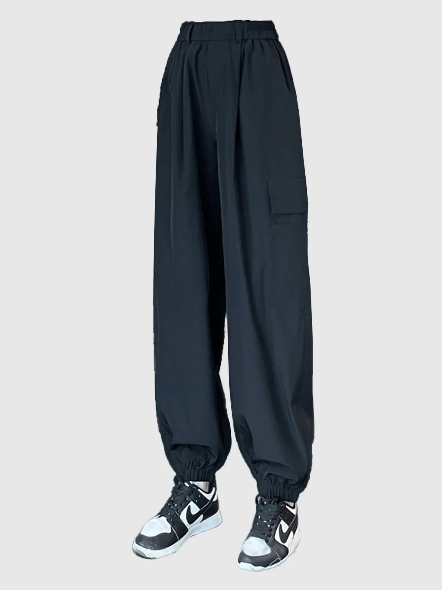 Black Solid Cargo Jogger