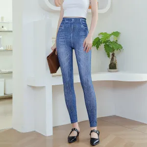 Blue Patterned Jeggings