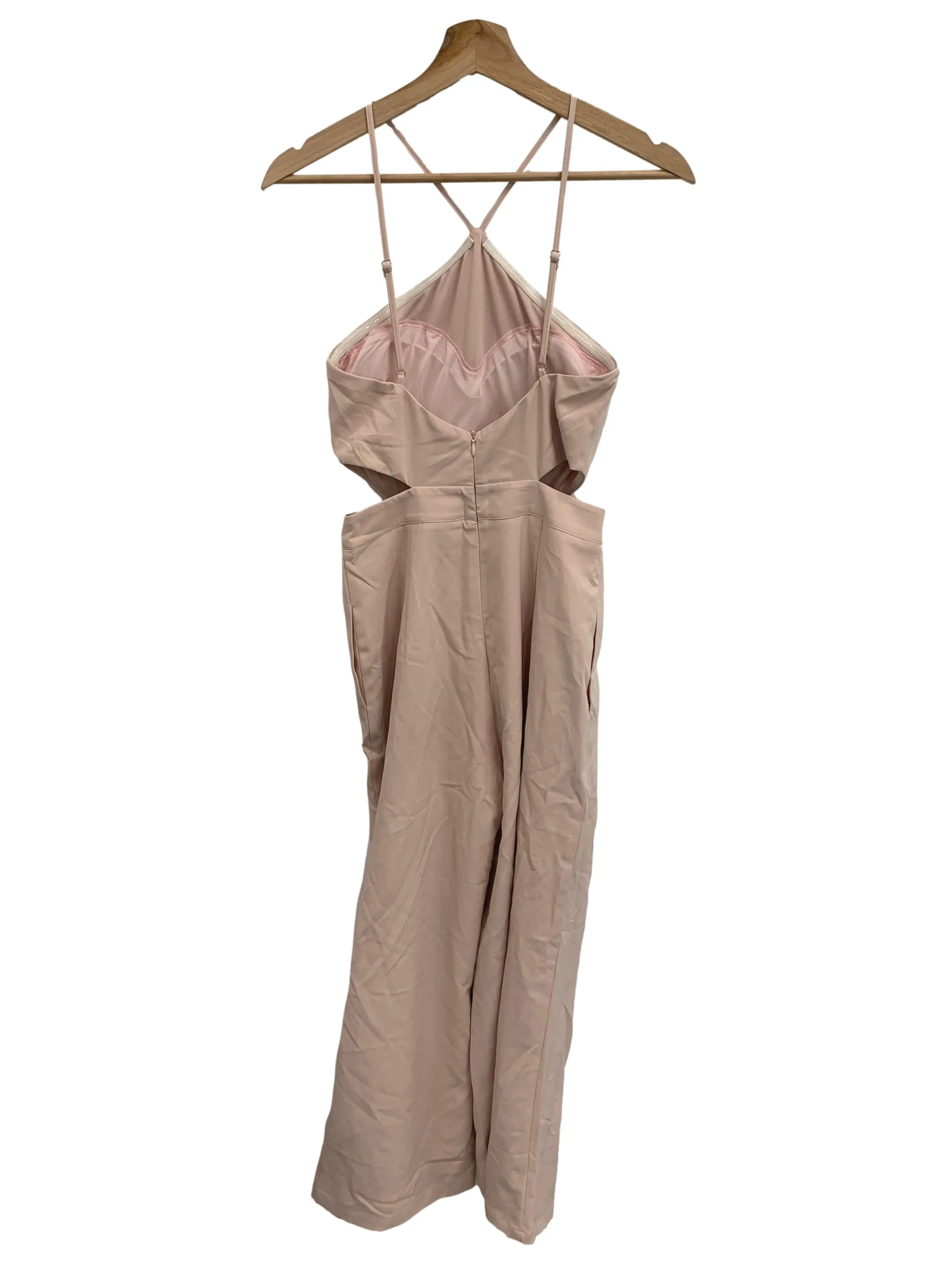 Blush Pink Halter Cut Out Jumpsuit