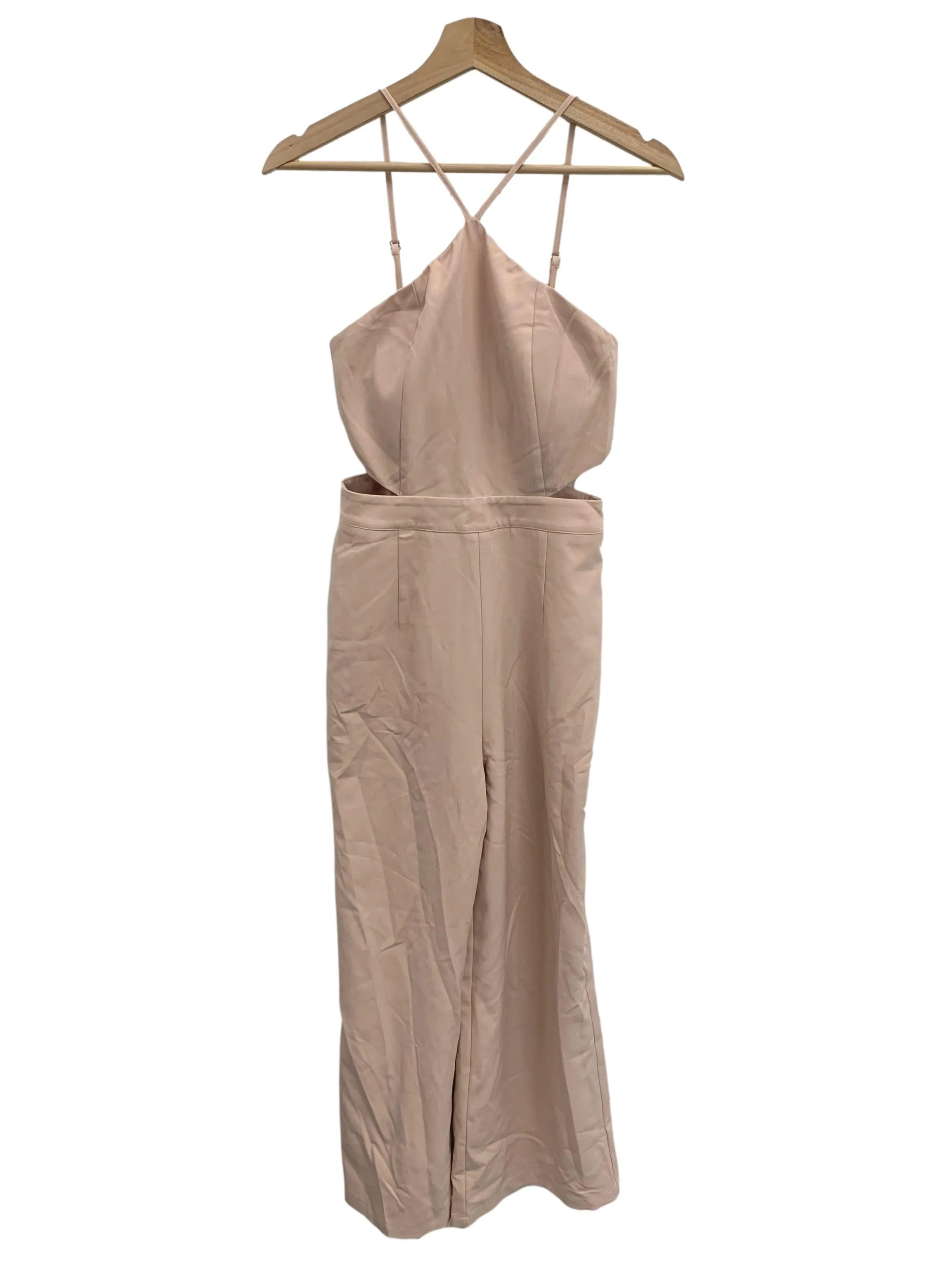 Blush Pink Halter Cut Out Jumpsuit