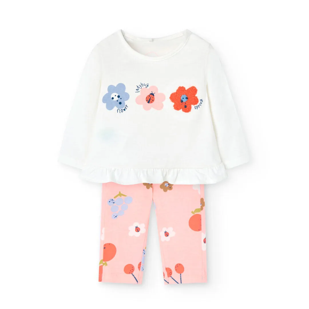Boboli Baby Girls 2 piece long sleeve top and leggings outfit