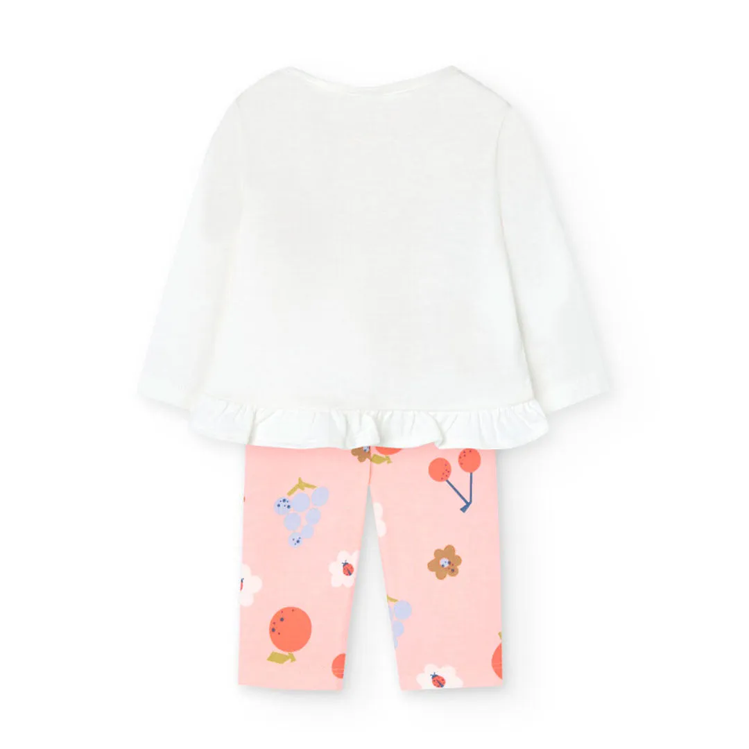 Boboli Baby Girls 2 piece long sleeve top and leggings outfit