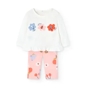 Boboli Baby Girls 2 piece long sleeve top and leggings outfit
