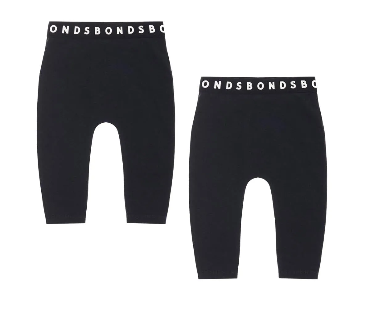 Bonds Stretchies Leggings Black Size 0 (3-6 Months) - 2 Pairs