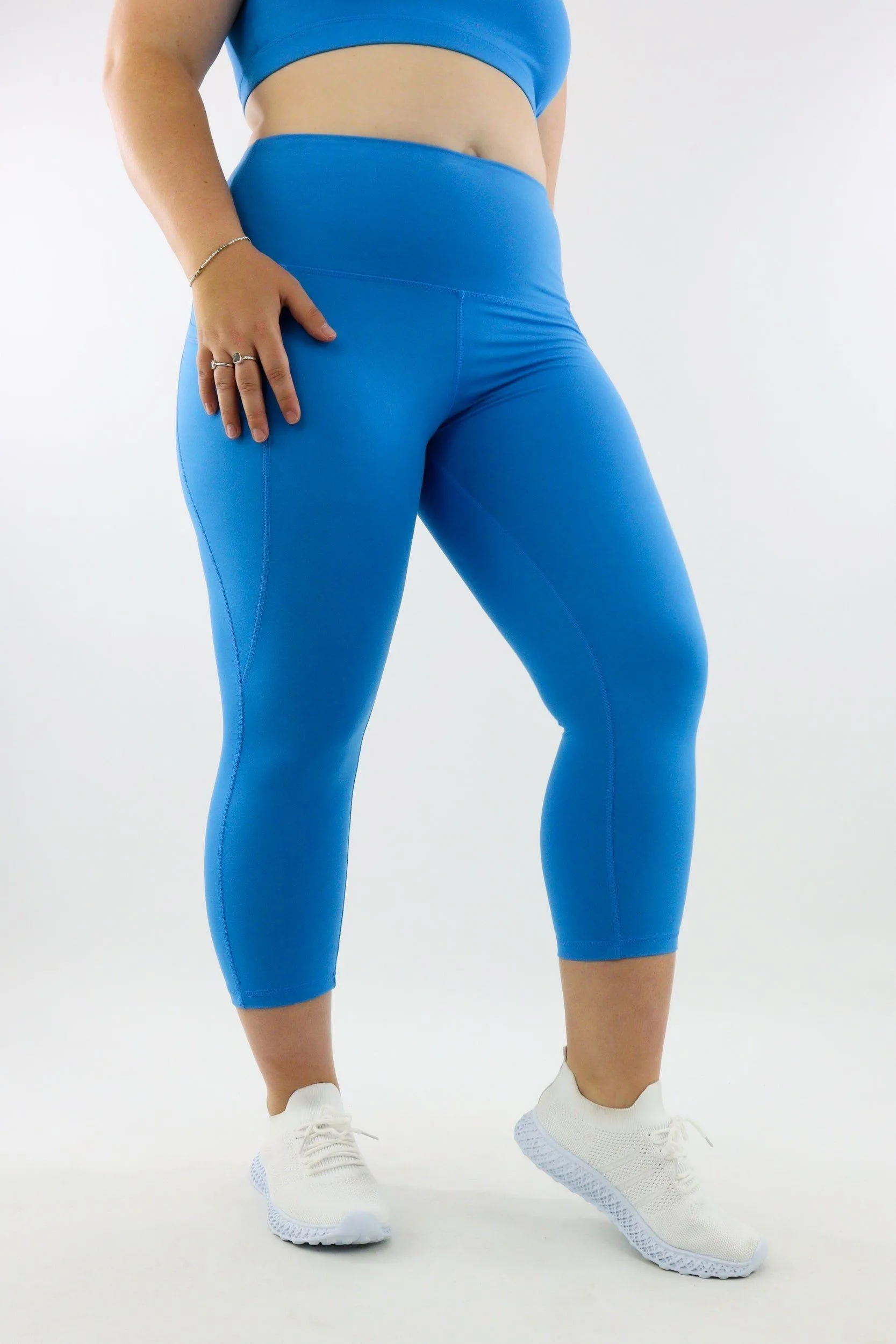 Bright Blue - Leg Pockets - Capri Leggings - Hybrid 2.0