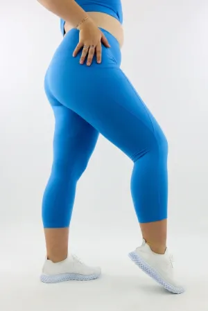 Bright Blue - Leg Pockets - Capri Leggings - Hybrid 2.0