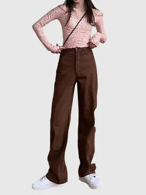 Brown Coloured Wash Straight Denim