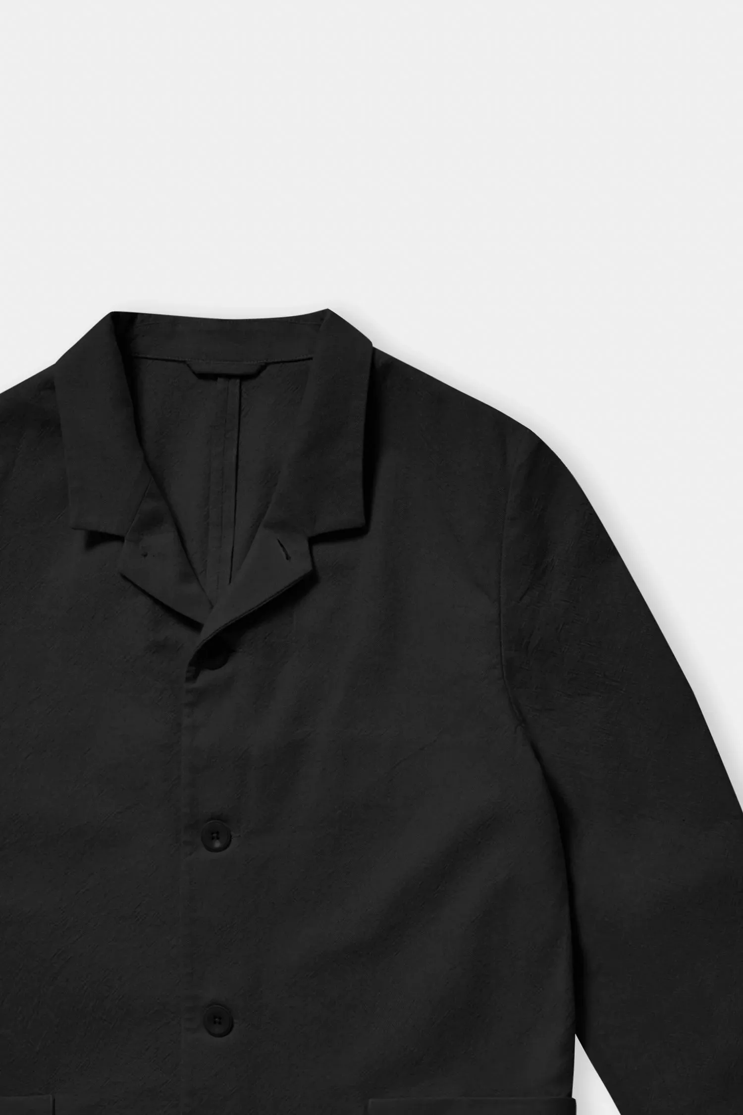 Casual unconstructed jacket Enzo in eco canvas black