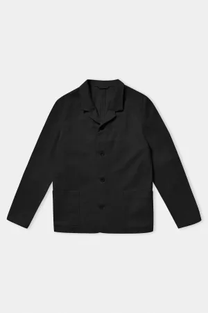Casual unconstructed jacket Enzo in eco canvas black