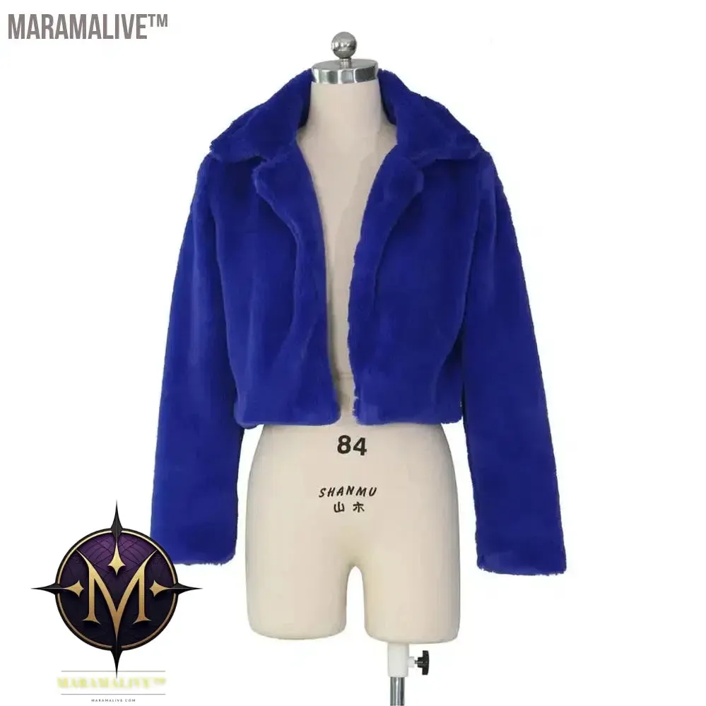 Casual Women Faux Fur Coats Long Sleeve Furry Cropped Jacket Open Stitch Fluffy Overcoat Plus Size XXL Outdoor Wear