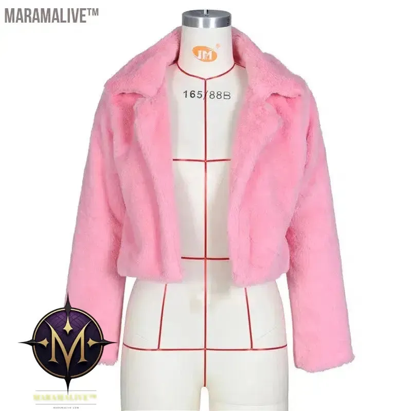 Casual Women Faux Fur Coats Long Sleeve Furry Cropped Jacket Open Stitch Fluffy Overcoat Plus Size XXL Outdoor Wear