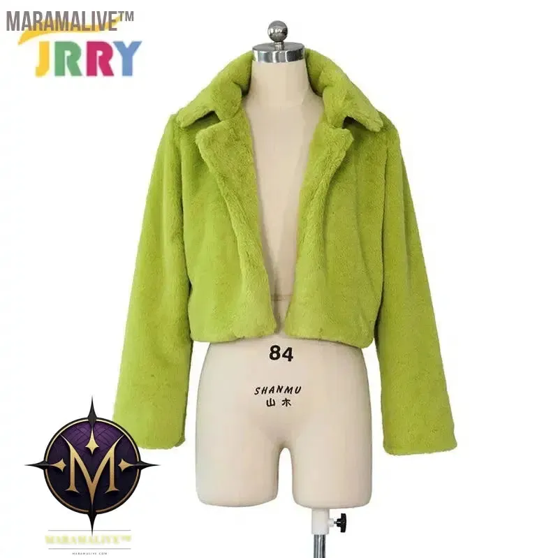 Casual Women Faux Fur Coats Long Sleeve Furry Cropped Jacket Open Stitch Fluffy Overcoat Plus Size XXL Outdoor Wear