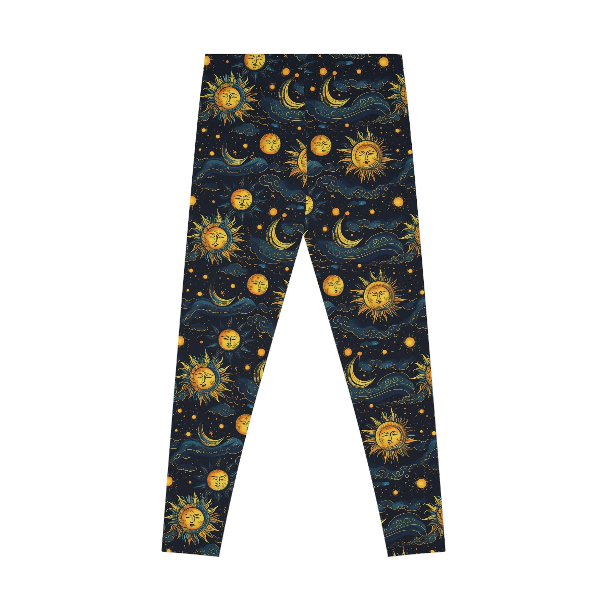 Celestial Sun and Moon Stretchy Leggings - Cosmic Yoga Pants for Freedom and Comfort