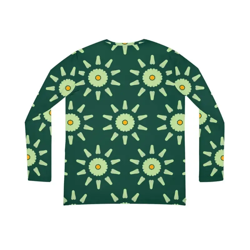 Chic Long Sleeve Women Tee in Light Green Pattern