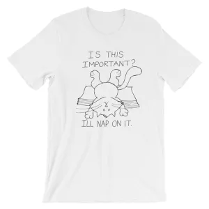 CHUM THE CAT "I'LL NAP ON IT" Hand drawn design. Short-Sleeve Unisex T-Shirt