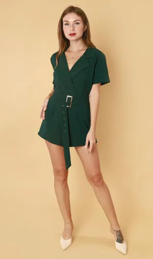 CLEMENTINE Belted Romper (Emerald)
