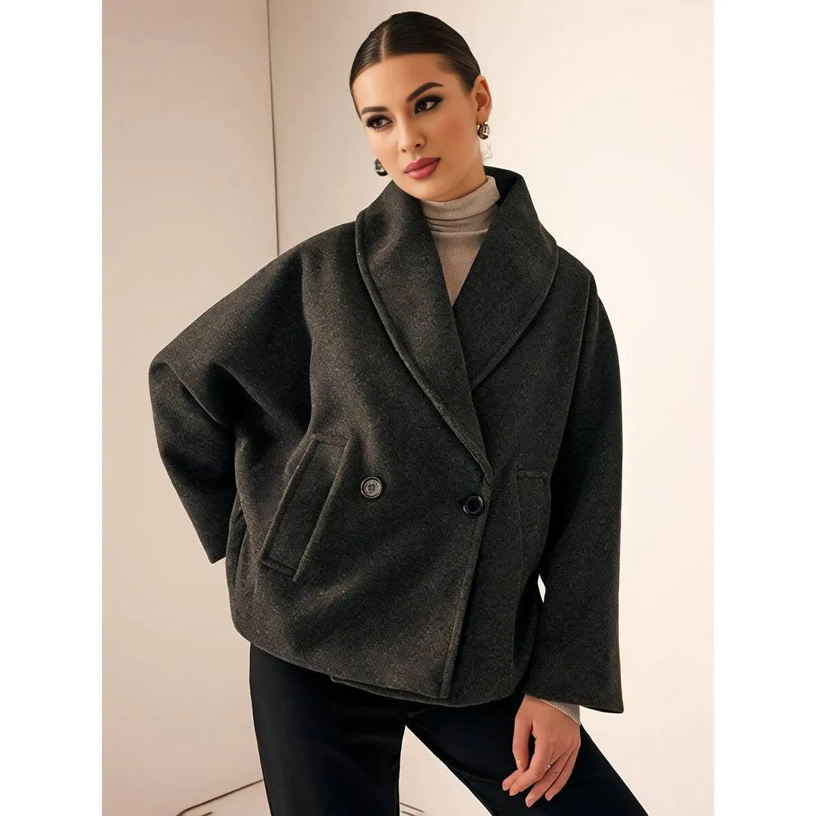 Cocolii Wool Coat | Oversized Fit – Batwing Sleeves