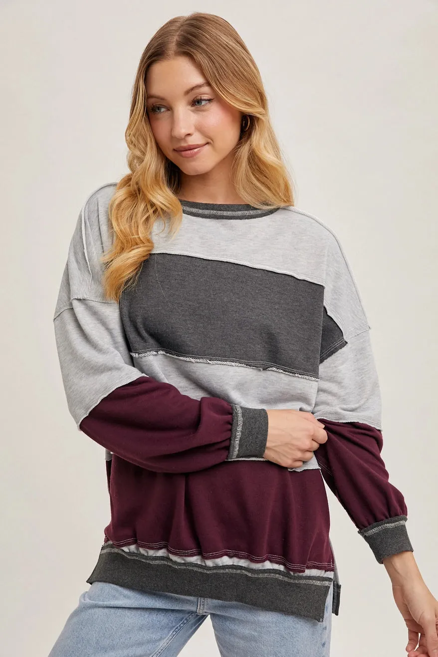 Color Block Knit Pullover