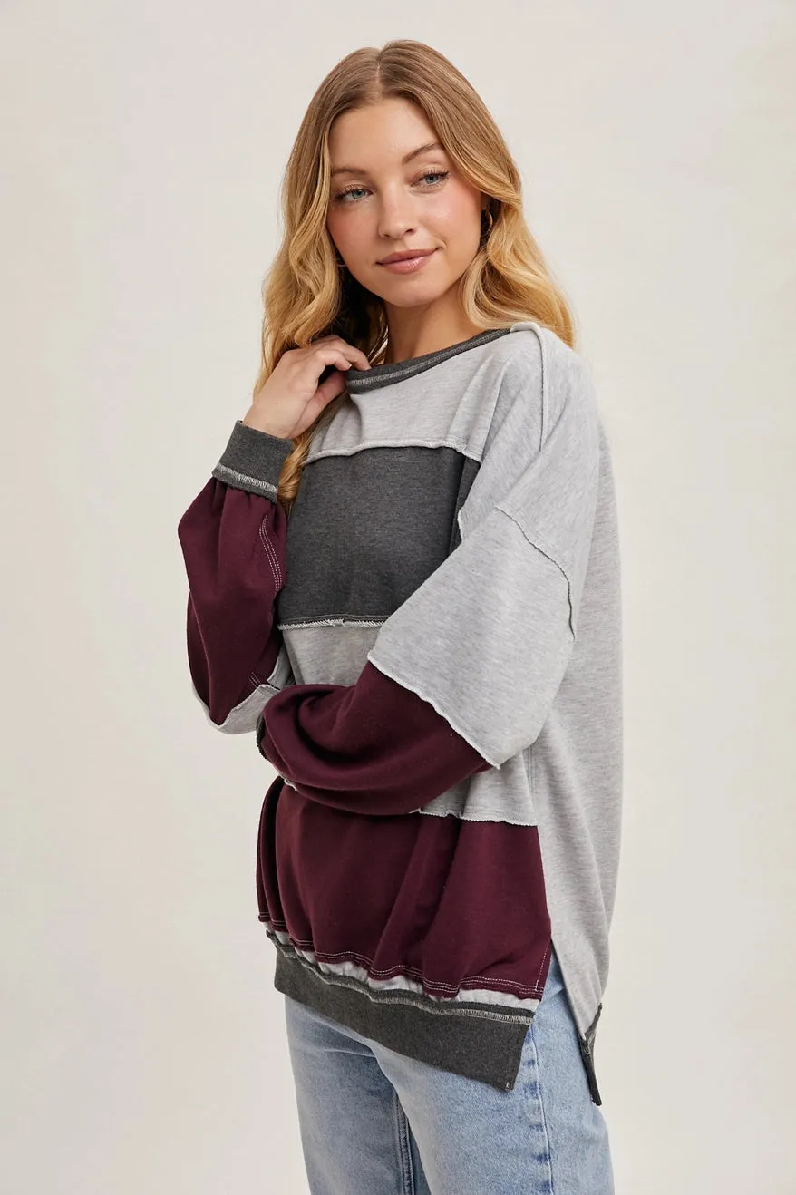 Color Block Knit Pullover